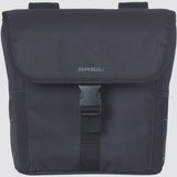 Basil GO Double Bag 32L solid black bike pannier with reflective details, designed for cycling accessories and storage.