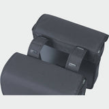 Basil GO Double Bag 32L solid black bike pannier with reflective details, designed for bicycle accessories and storage.