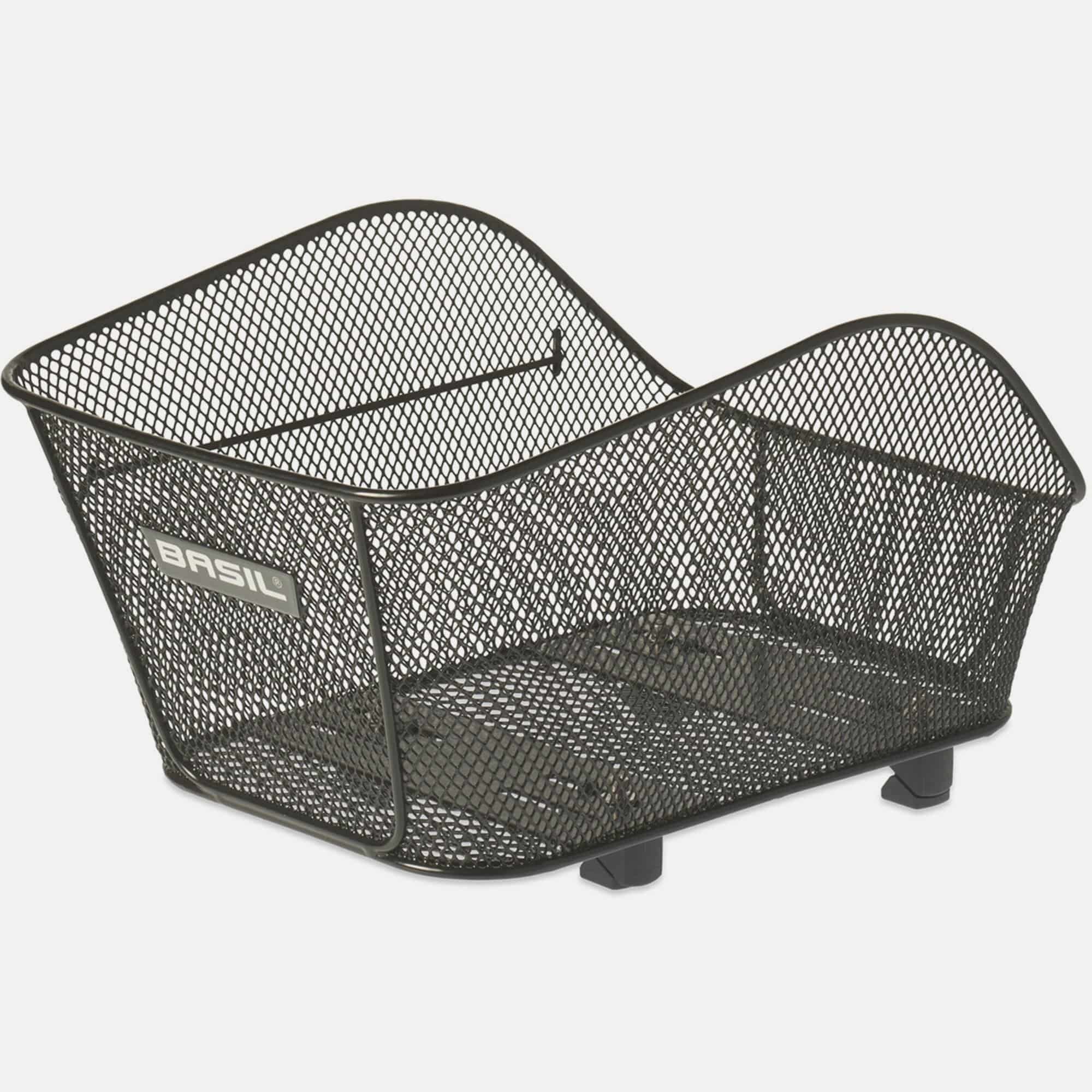 Black Basil Icon S Rear Bike Basket with WSL-System for luggage carriers, designed for bike accessories and rear storage.