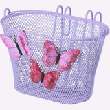Lilac Basil Jasmin kids bike basket with handle and double hooks for easy mounting, designed as a stylish accessories for children's bikes.