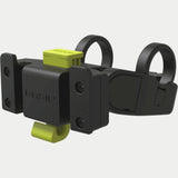 Basil KF handlebar holder in black for bicycles, adjustable mount for baskets and handlebar bags, accessories for cycling.
