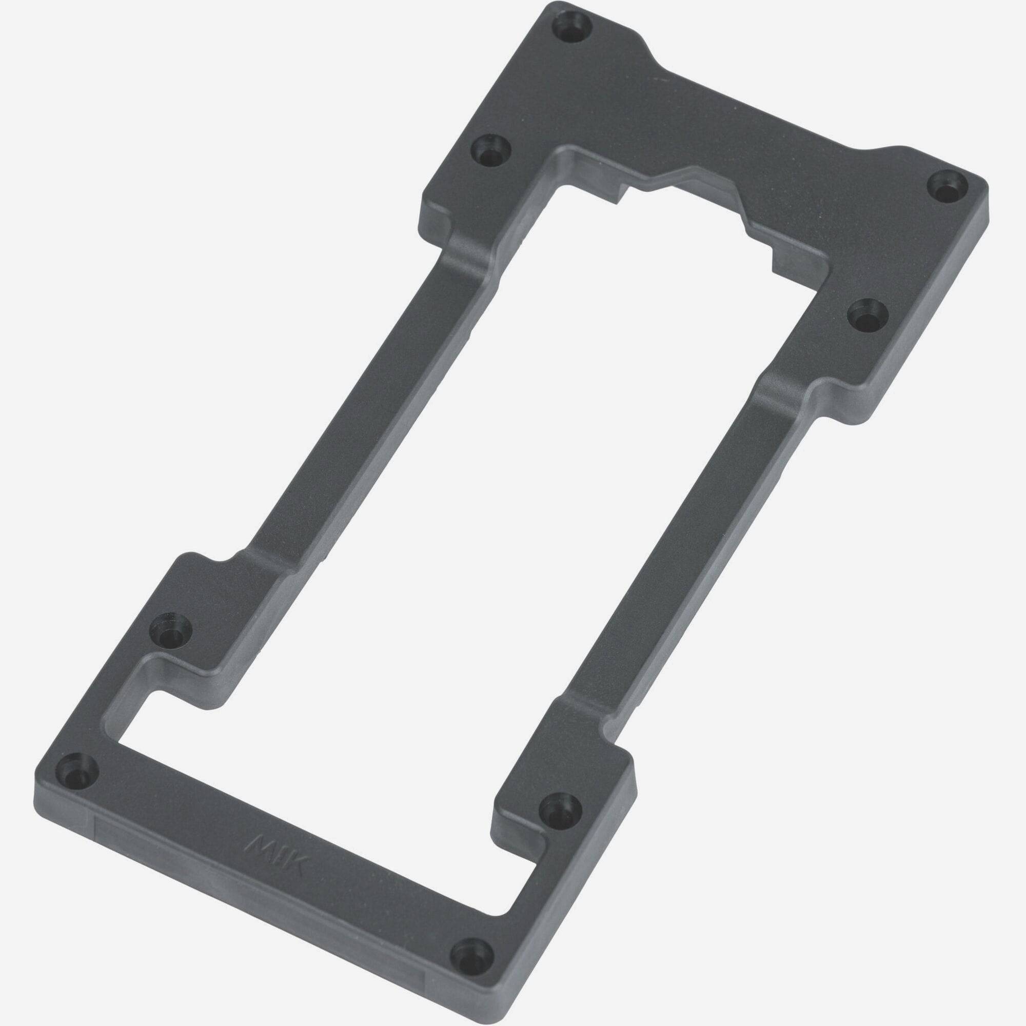MIK Double Decker Adapter for MIK Plates, bike luggage accessories, showing the black metal adapter with mounting points.