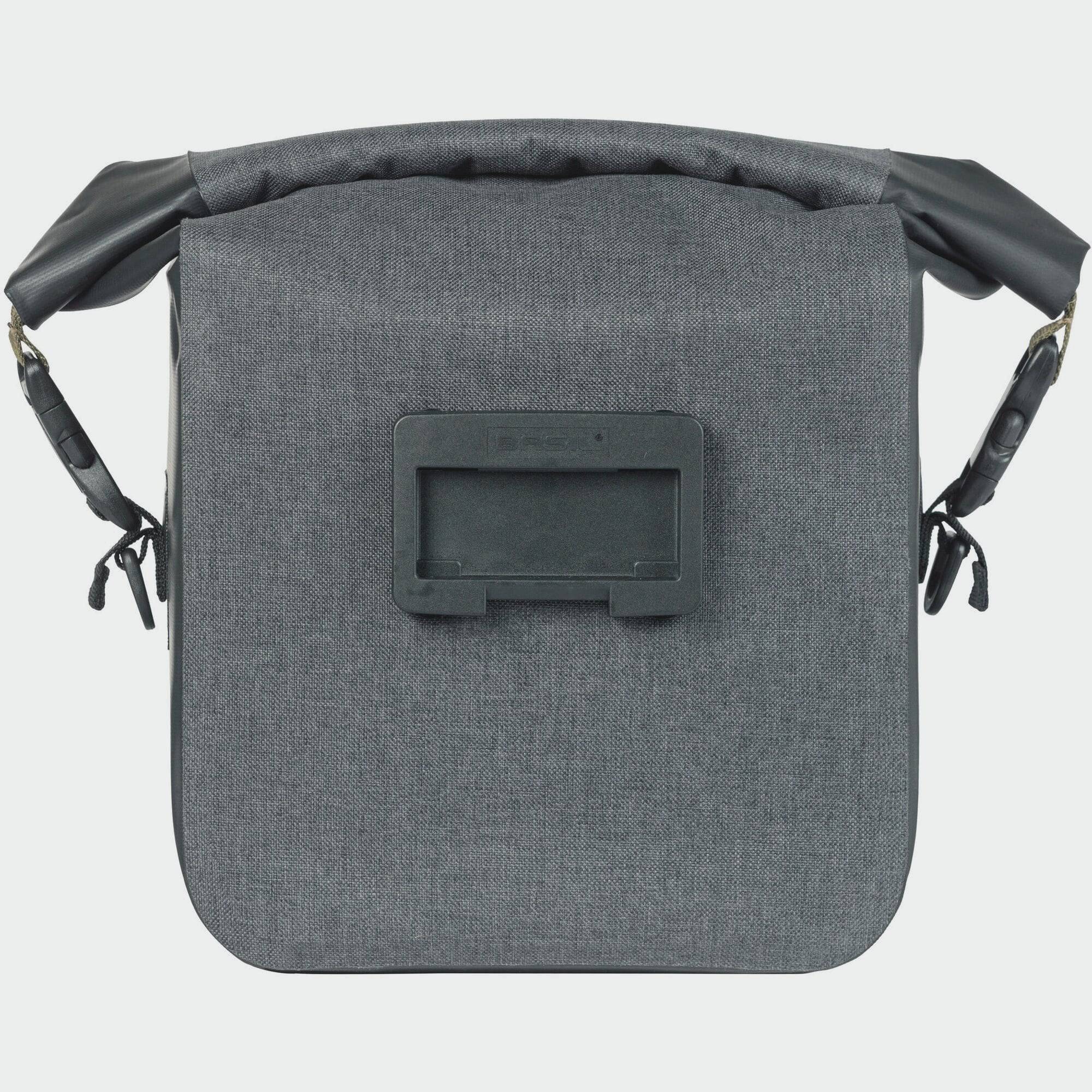 Black Basil Navigator Storm KF handlebar bag with reflective logos, waterproof, 10-11L capacity, designed for cycling accessories.