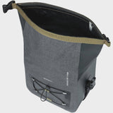 Black Basil Navigator Storm KF handlebar bag with reflective logos, waterproof 10-11L cycling accessories mounted on a bike handlebar.
