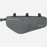 Basil Navigator Storm Frame Bag M, 2.2L waterproof black bike accessory with reflective logos mounted on a bicycle frame
