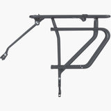 Basil Universal Cargo Carrier MIK STUDS matte black bike rack mounted on a 26-29 inch bike, showing its sturdy design and mounting system.