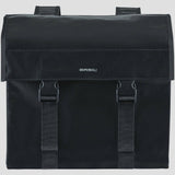 Black Basil Urban Load double bike bag with reflective details, 48-53L capacity, designed for cycling accessories and storage.