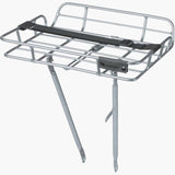 Basil Portland aluminium front bike carrier with lamp mount for 26 and 28-inch bikes, accessories for cycling convenience.