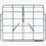 Basil Portland aluminium front bike carrier with lamp mount for 26 and 28-inch bikes, accessory for bike transport and lighting.