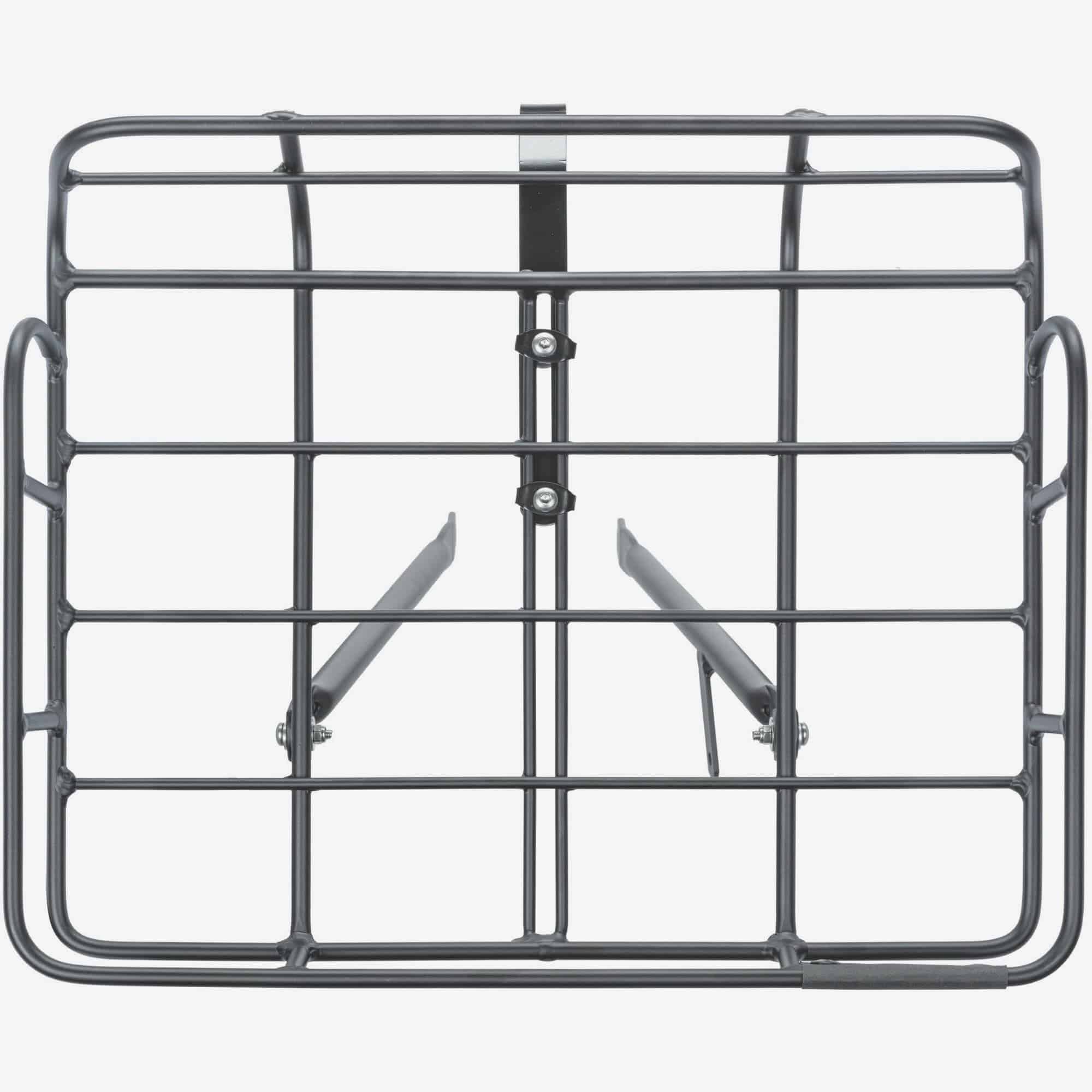 Basil Portland front bike carrier in matte black with vintage style design, fits 26-28 inch wheel bikes, accessories for cycling.