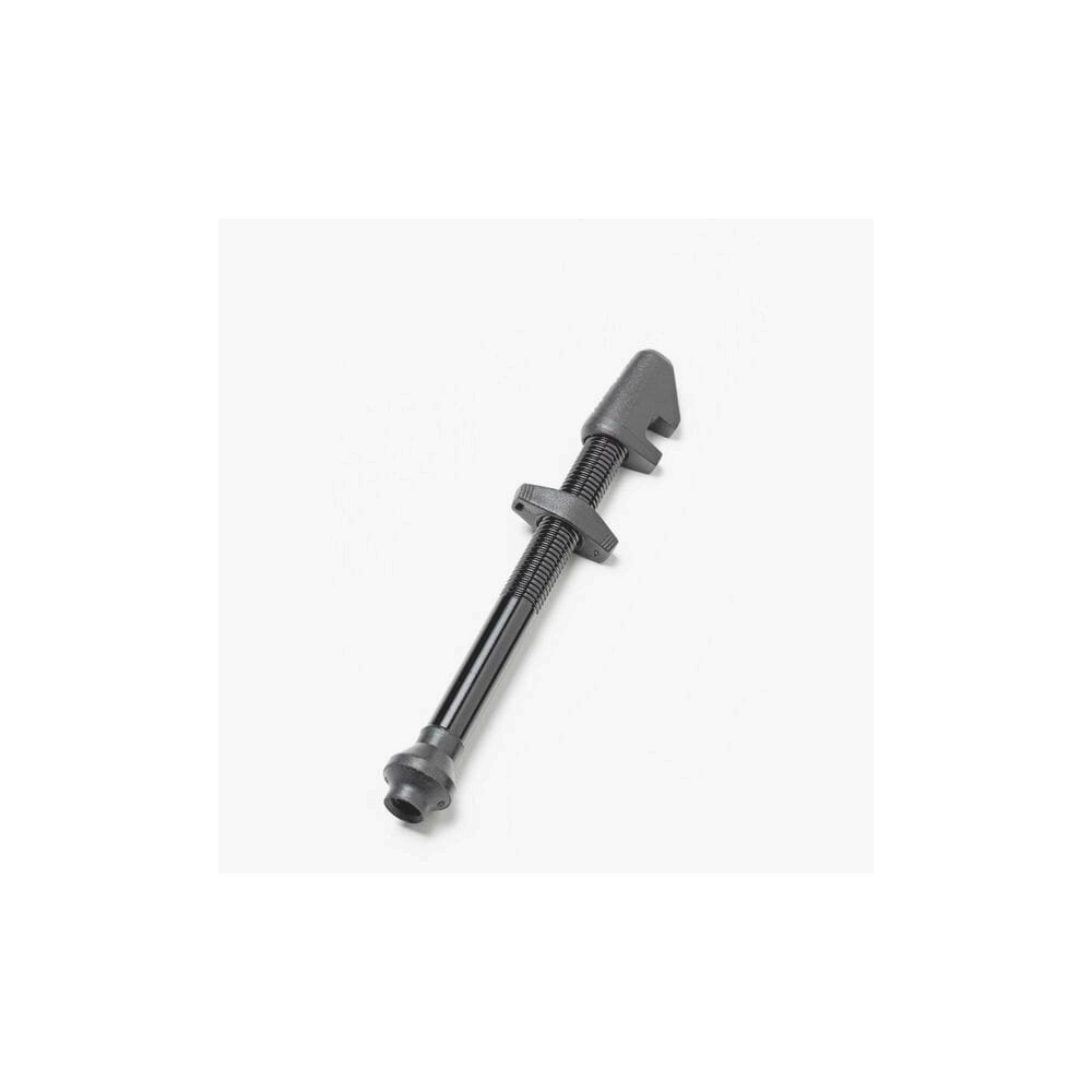 Black DT Swiss lightweight aluminum tubeless valve for 36-48mm deep rims, designed for bike wheel components.
