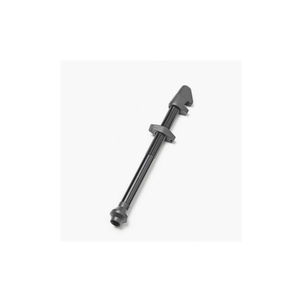 Black DT Swiss tubeless valve with aerodynamic dust cap for 49-65mm deep rims, component for bike wheels.
