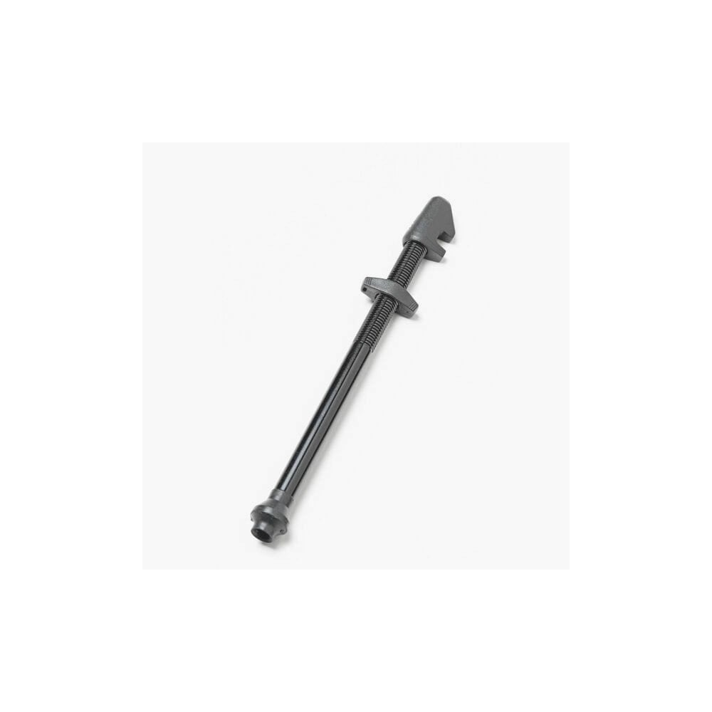 Black DT Swiss lightweight aluminum tubeless valve for 66-80mm deep bike rims, designed for easy installation and secure sealing.