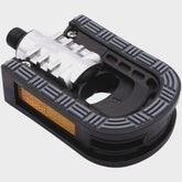 M Part Essential folding bike pedal with non-slip surface and reflectors, showcasing durable cycling component design.