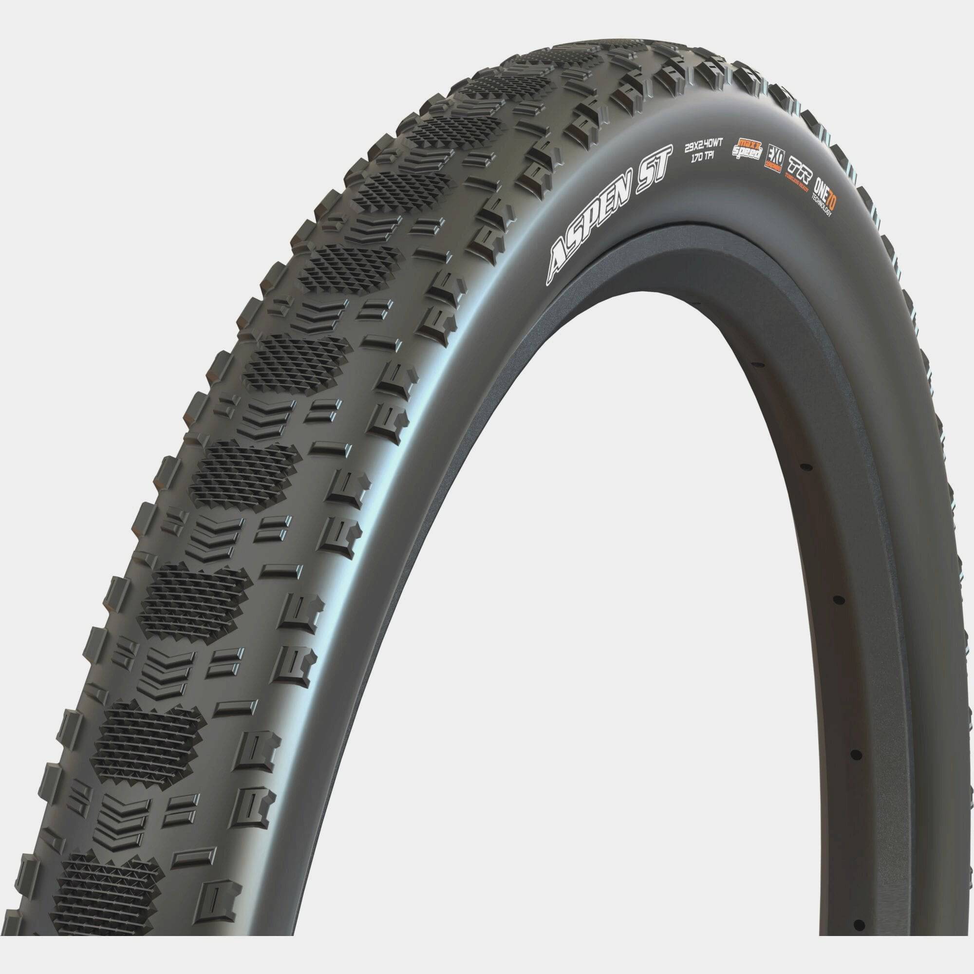 Maxxis Aspen ST 29x2.40 tubeless folding mountain bike tyre with EXO protection and 170 TPI for durability and performance.