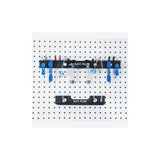 Wall-mounted Park Tool JH-4 bleed kit organiser for hydraulic brake accessories, ideal for workshop storage and organization.