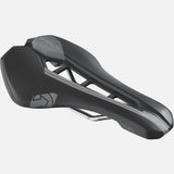 PRO Stealth Sport cycling saddle with ergonomic design and carbon reinforcement, shown mounted on a bike seat.