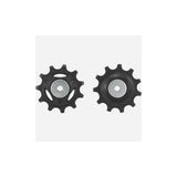 Shimano CUES RD-U6050 MTB rear derailleur tension and guide pulley set with metal pulleys and mounting hardware.