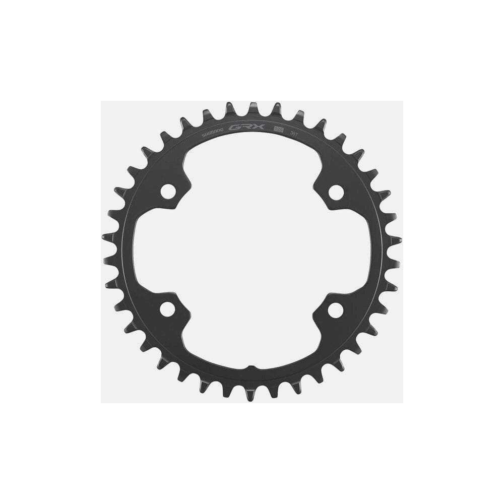 Shimano GRX FC-RX610-1 gravel bike 12-speed single chainring with 38T gear, component for cycling drivetrain.