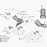 Pair of Shimano GRX ST-RX610 bracket covers for shifter components, genuine replacement parts for bike gear shifting.