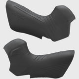 Shimano GRX ST-RX825 shifter bracket covers pair, genuine replacement components for bike shifters, black plastic.