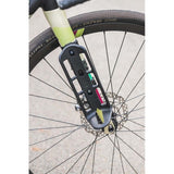Zefal Z Adventure fork pack and front holder, waterproof bikepacking bag attached to a mountain bike fork with gear inside.