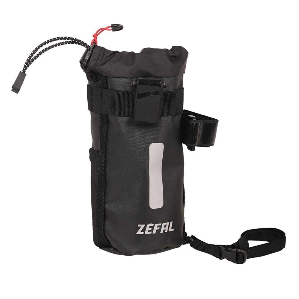 Zefal Bike Packing Z Adventure Pouch Bag mounted on a bike handlebar, 1L capacity, waterproof bike accessory for cycling adventures.