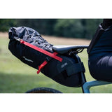Zefal Z Adventure R17 bikepacking saddle bag attached to bike, waterproof, adjustable 8-17L capacity, outdoor cycling accessories