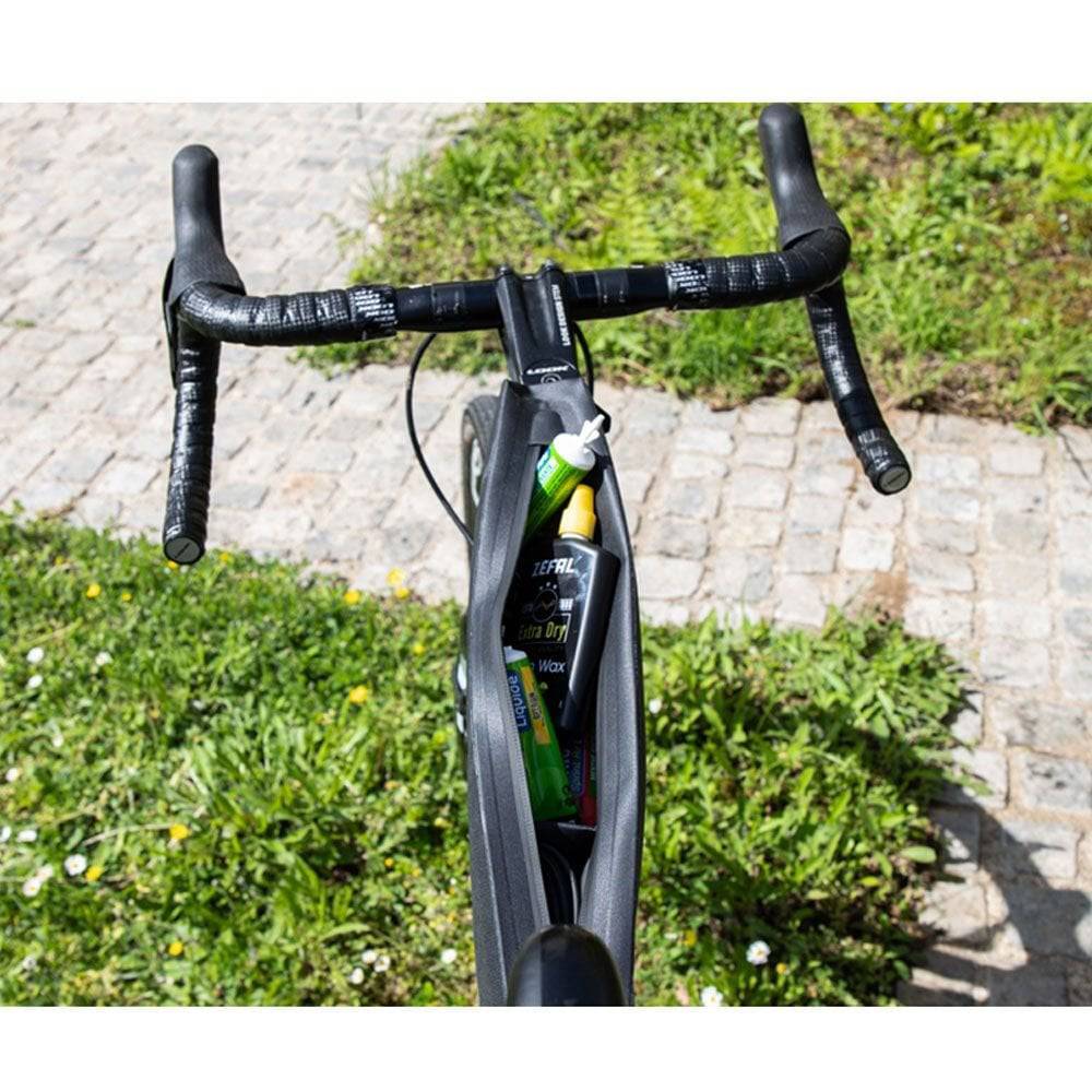 Zefal Z Adventure T3 waterproof top-tube bikepacking bag mounted on a road or MTB bike frame.