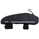 Zefal Z Aero frame bag attached to a bicycle frame, designed for aerodynamic cycling gear storage.