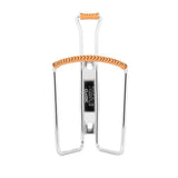 Zefal Vintage bottle cage with leather cover, classic bike accessory, lightweight metal frame, and stylish design for bike bottles.