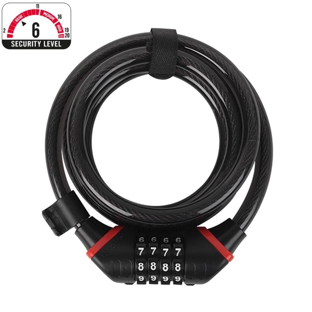 Zefal K-Traz C6 coded cable lock for bikes with 4-digit combination, compact security accessory in black with cable and lock mechanism.