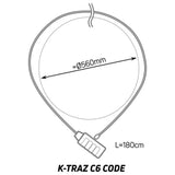 Zefal K-Traz C6 coded bike lock with 4-digit combination and durable cable for secure bicycle protection.