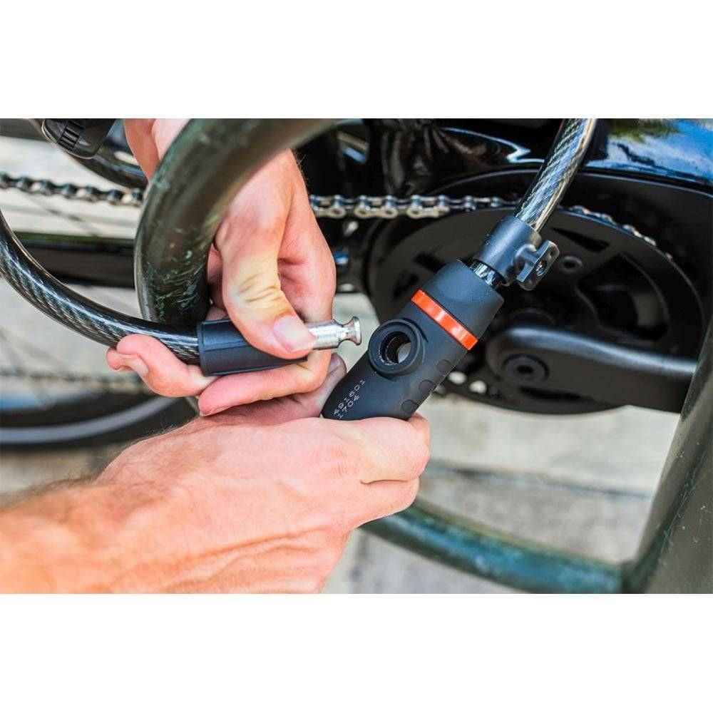 Zefal K-Traz C9 bike security cable lock with mounting clip and three keys, durable accessories for bicycle security.