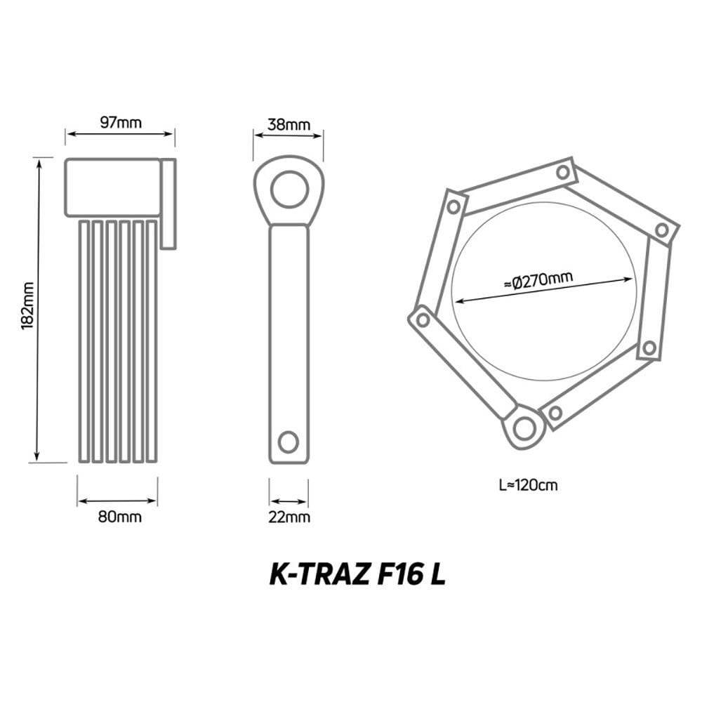 Zefal K-Traz F16L folding bike lock with double locking system and 95cm cable, accessory for securing bicycles.