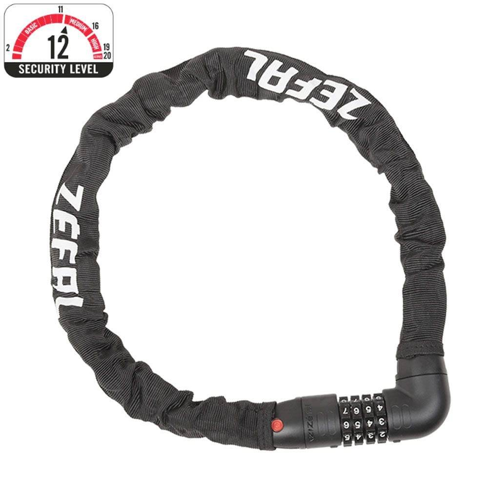 Zefal K-Traz M12 coded chain lock for bikes, 80cm length with 4-digit combination, durable security accessory.