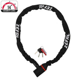 Zefal K-Traz M14 chain lock with Z Safe key security system, 120cm length, black durable bike accessory.