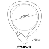 Zefal K-Traz M14 chain lock with Z Safe key security system, 120cm long, durable bike lock accessory.