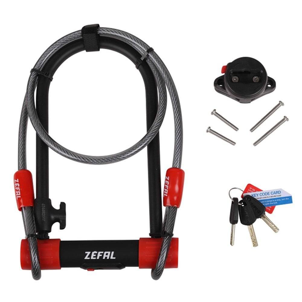 Zefal D-Locks K-Traz U13 cable U-lock bike lock with double locking system, secured around a bicycle frame.