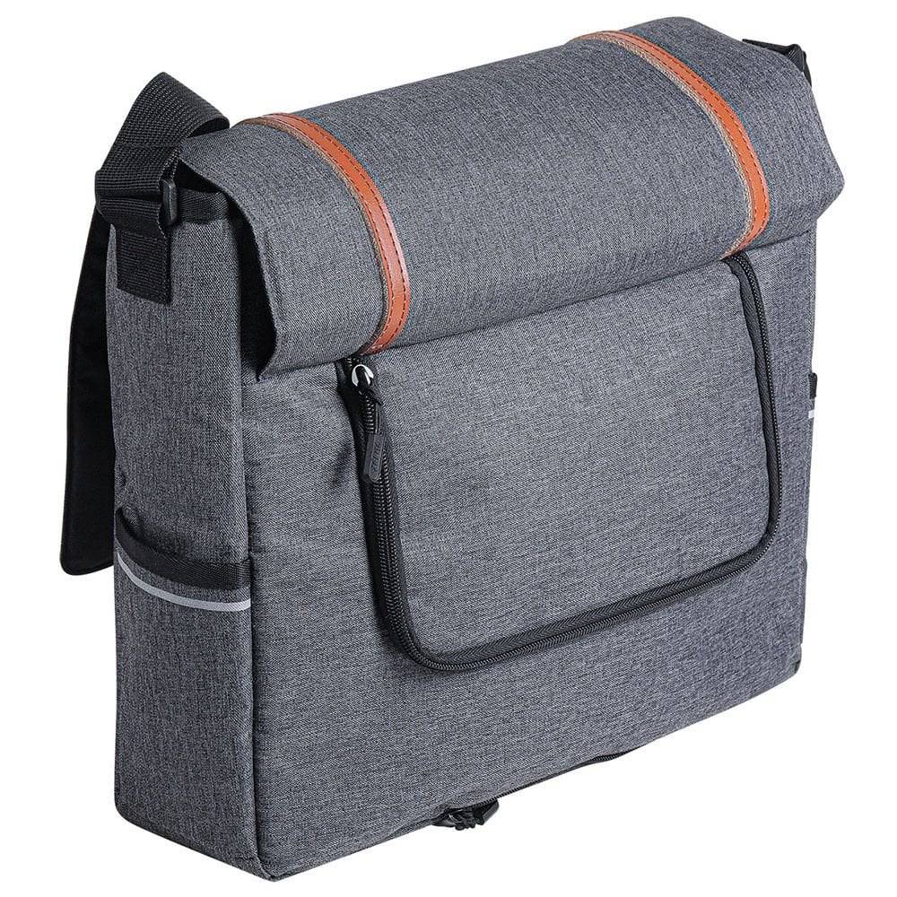 Zefal Urban Messenger Pannier Bag on bike rear rack, 11L capacity, with rain cover for cycling accessories and storage.