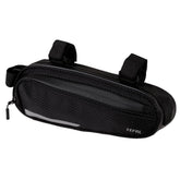 Zefal Z Frame Pack bike bag with universal mount and reflective stripes, 1.3L capacity, shown attached to bicycle frame.