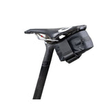 Zefal Z Off-Road Pack saddle bag attached to bike seat with TF mount, durable off-road bike accessories for storage.