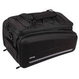 Zefal Z Traveller 80 bike rack bag with 32L water-resistant pannier, mounted on a bicycle, showing its durable design and spacious storage.