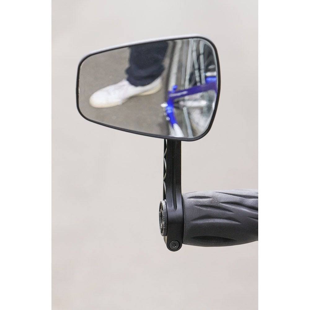 Zefal ZL Tower 56 bike mirror mounted on handlebar, convex rearview mirror for city and e-bike riding, accessory for improved visibility.