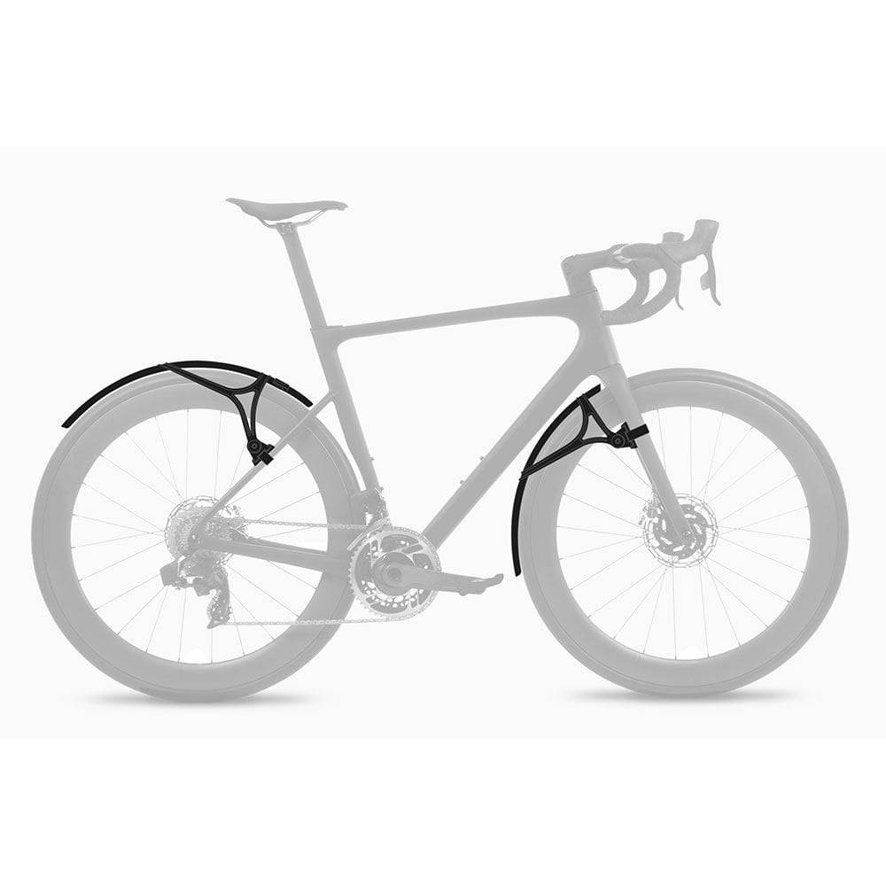 Zefal Shield R35 Road Mudguard Set for 700c bikes with universal mounts, black plastic bike accessories for mud protection.
