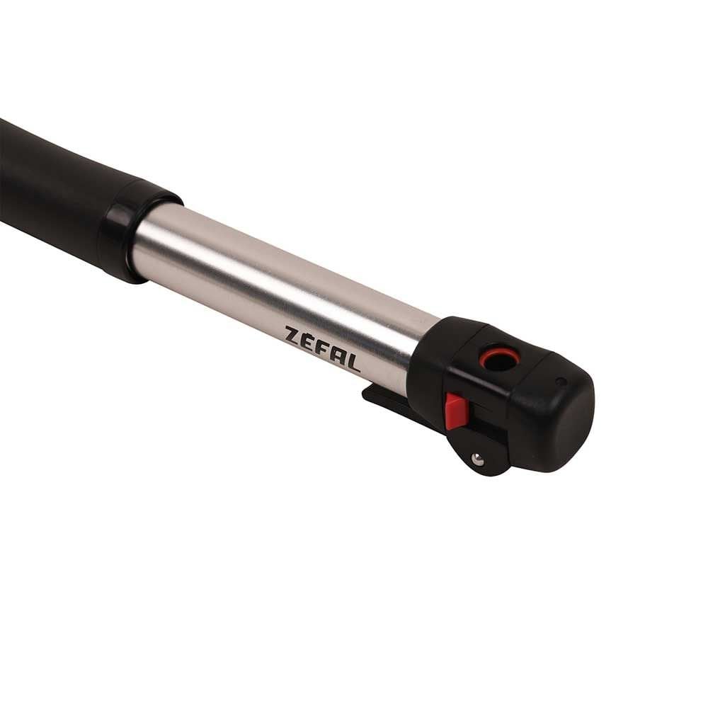 Zefal Switch Mini Silver bicycle hand pump with Presta, Schrader, and Dunlop valve adapters, compact bike pump accessory