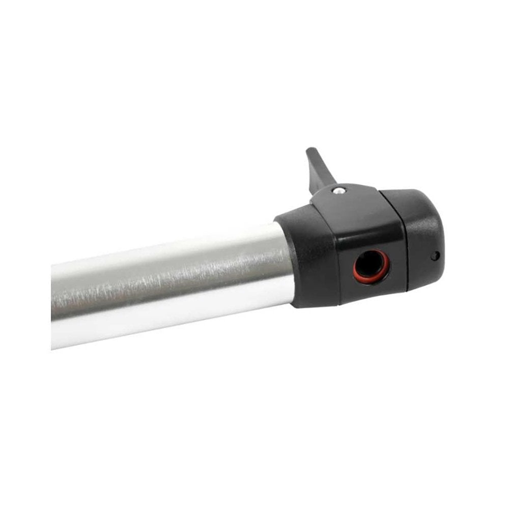 Zefal Switch Mini Silver bike hand pump with Presta, Schrader, and Dunlop valves for bicycle tire inflation.