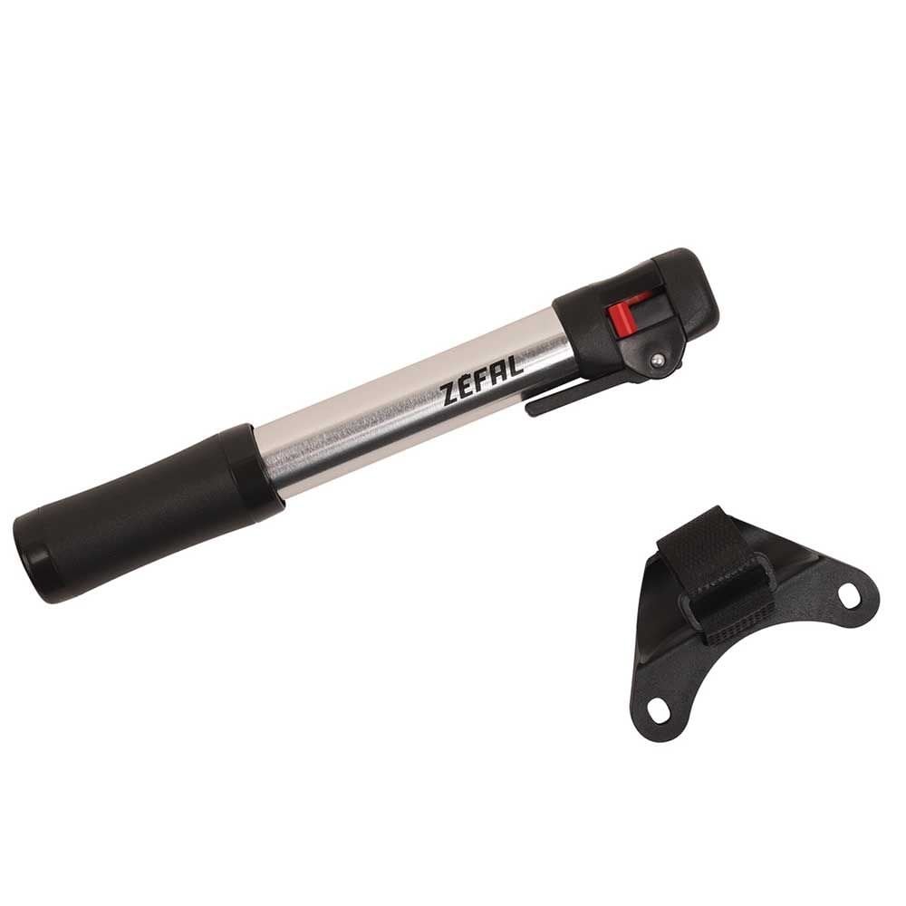 Zefal Switch Mini Silver bike hand pump with Presta, Schrader, and Dunlop valves for bicycle inflation accessories
