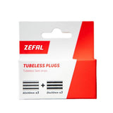 Zefal tubeless tire plug repair kit with 6 plugs in two sizes for tubeless motorcycle or bicycle tires.