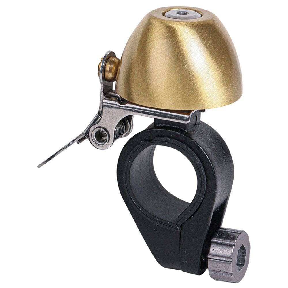 Zefal Classic Brass Bike Bell with loud sound, easy to install, vintage-style cycling accessory on a bicycle handlebars.